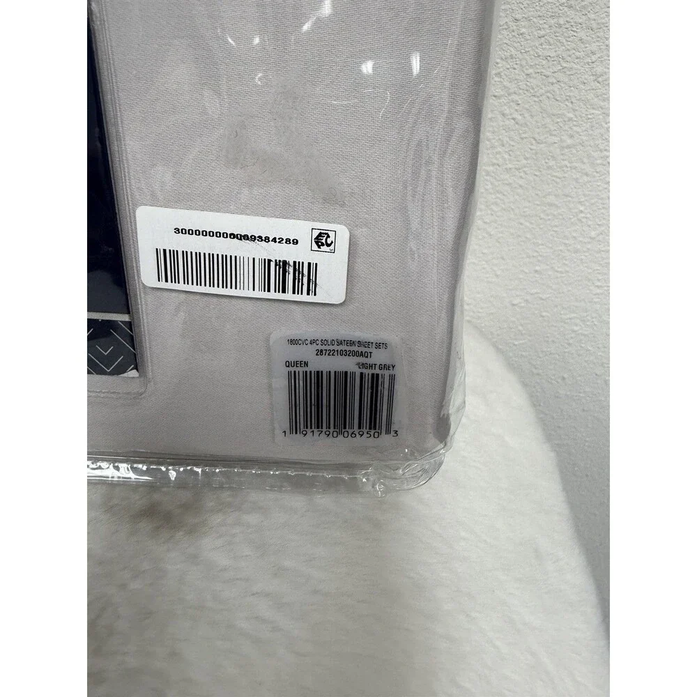 PLATINUM PERFORMANCE 1800 Thread Count Queen Sheet Set Light Grey NEW